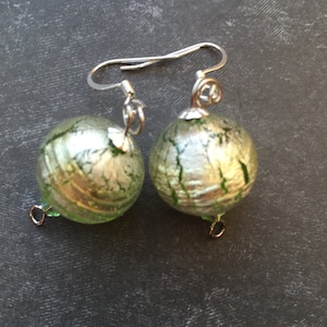 Murano glass earrings light green earrings silver earrings august birthstone stunning earrings venetian earrings