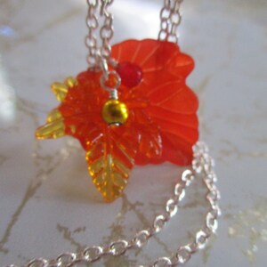 Autumn Leaves Necklace Fall Jewelry Beautiful Falling Leaves Lucite Leaves Fashion