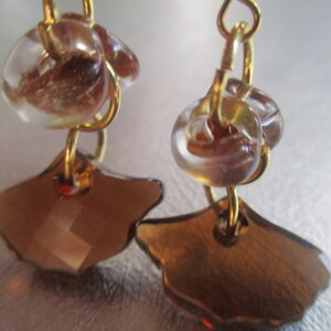 Autumn Bronze and Milky Browns Glass Drop Earrings Swarovski Crystal Drop Earrings Fall Glass Earrings