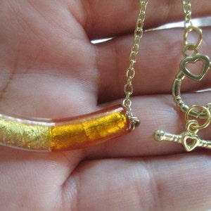 Autumn Murano Glass Curved Tube Glass Necklace Fall Jewelry Harvest Necklace