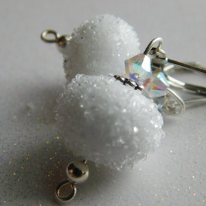 Sugared Snowball Earrings * White Snowball Earrings * White Lampwork Earrings * Winter Jewelry * Snowball Jewelry* Winter Wedding Earrings