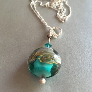 Italian Murano glass necklace venetian glass necklace blue crystal necklace 24k foil white blue necklace