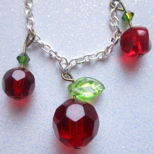 Autumn Apple Orchard Necklace Glass Apple Necklace Harvest Jewelry Glamorous Autumn Days Necklace