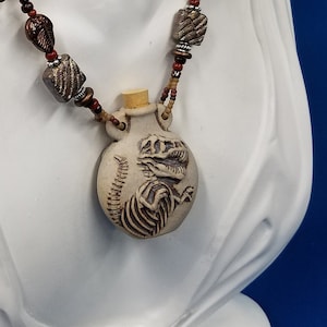 Ceramic Dinosaur bottle beaded necklace 499 image 1
