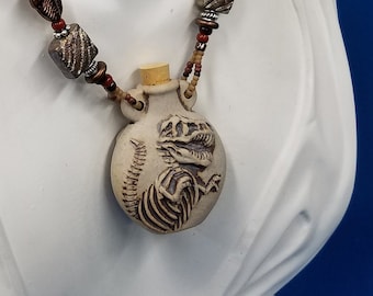 Ceramic Dinosaur bottle beaded necklace 499