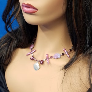 Seashell bead necklace 194
