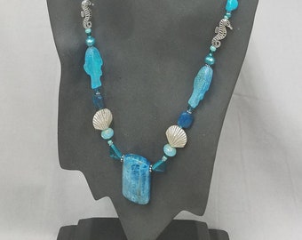 Apatite Drop and beaded necklace 450