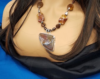 Sagenite sterling bead necklace 250