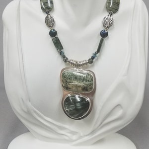 Seraphinite and Copper Calcite beaded necklace 465