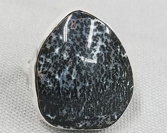 Dendritic Agate Sterling Silver Ring one of a kind 48