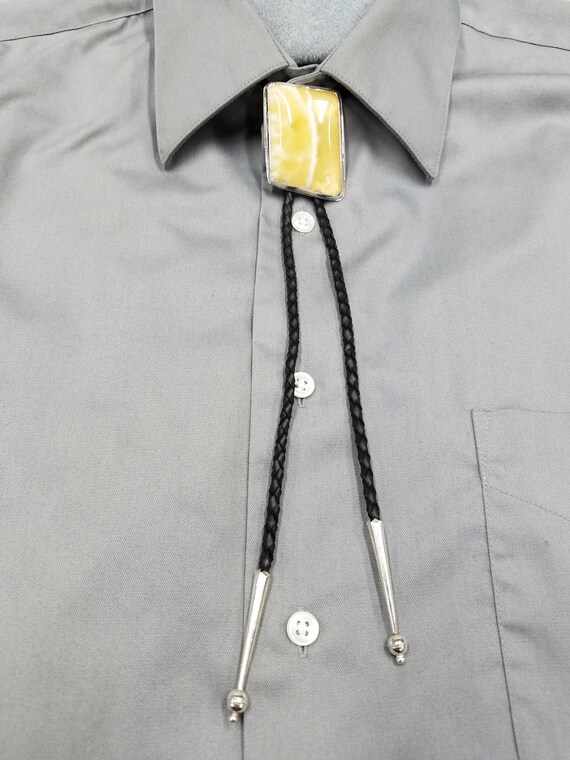 Honey Onyx and sterling silver bolo tie one of a kind 122