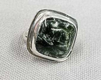 Seraphinite sterling silver ring one of a kind 72