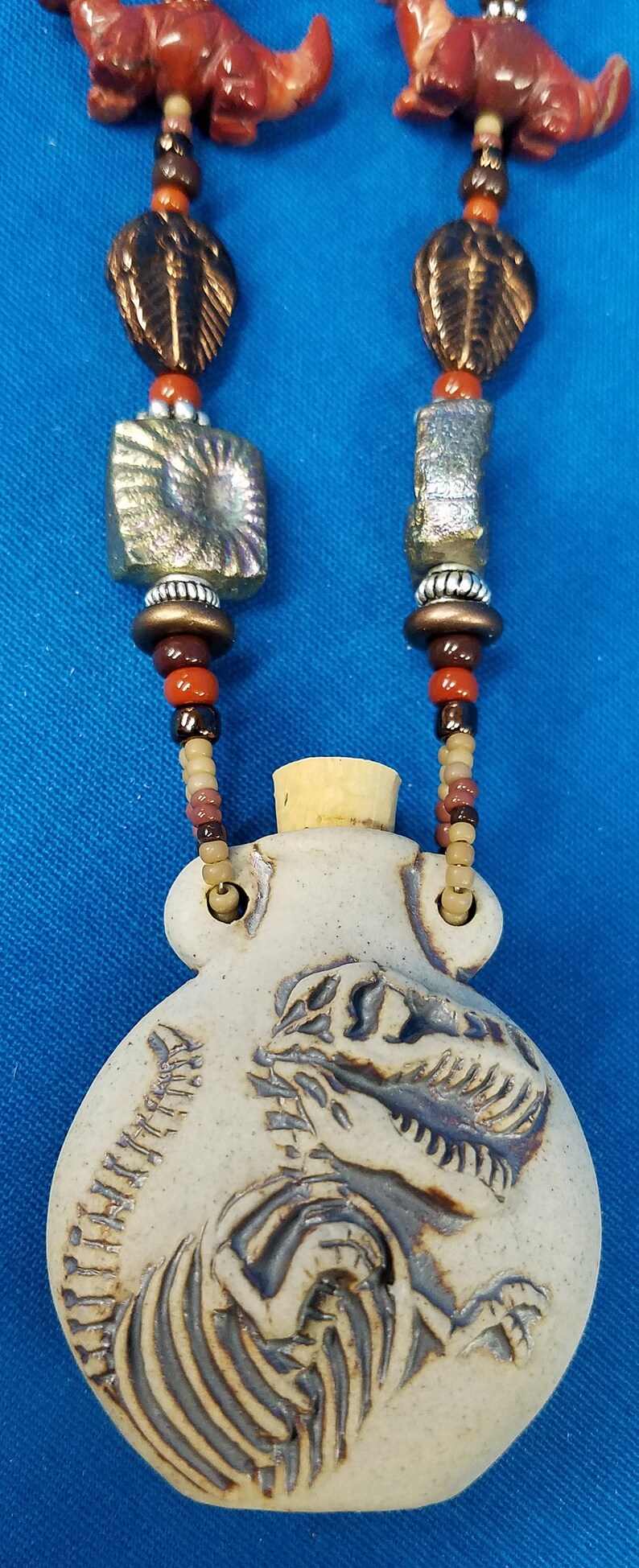 Ceramic Dinosaur bottle beaded necklace 499 image 7