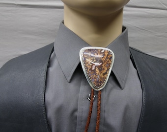 Del Rey Plume Agate sterling silver bolo tie #183