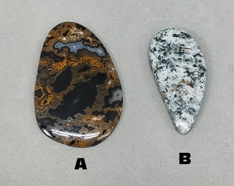 Black Lace Agate - Astophyllite - designer cabochon - Lot 120