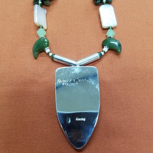 Wyoming Apple Jade and mother of pearl beaded necklace 304 image 9