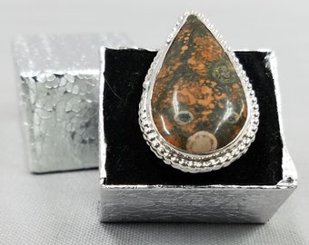 Fossil Jasper sterling silve ring one of a kind 57