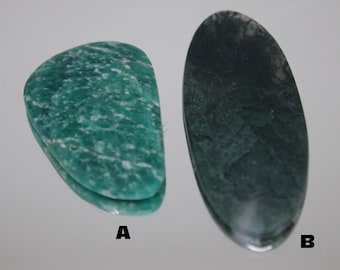 Amazonite and Moss Agate Cabochon Lot # 129