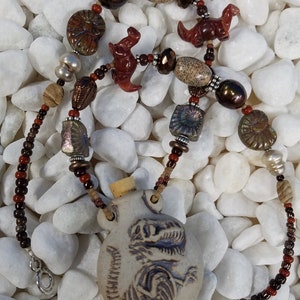 Ceramic Dinosaur bottle beaded necklace 499 image 6