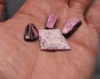 Pink Lepidolite Thulite Cobalt Calcite Druzy designer cabochons 180