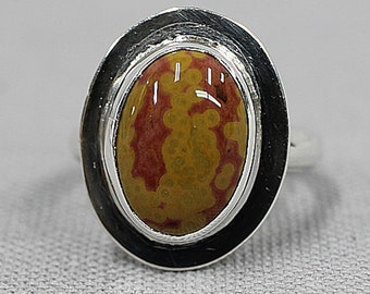 Ocean Jasper  sterling silver ring one of a kind 87