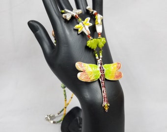 Cloisonne Dragonfly bead necklace 375