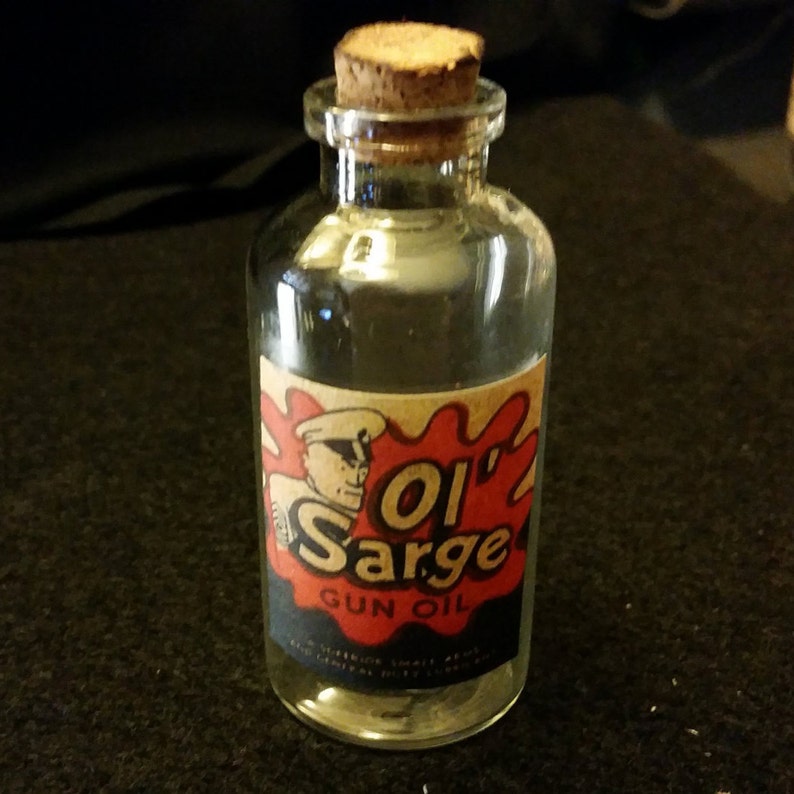 Vintage Style Ol' Sarge Gun Oil Glass Bottle... Etsy