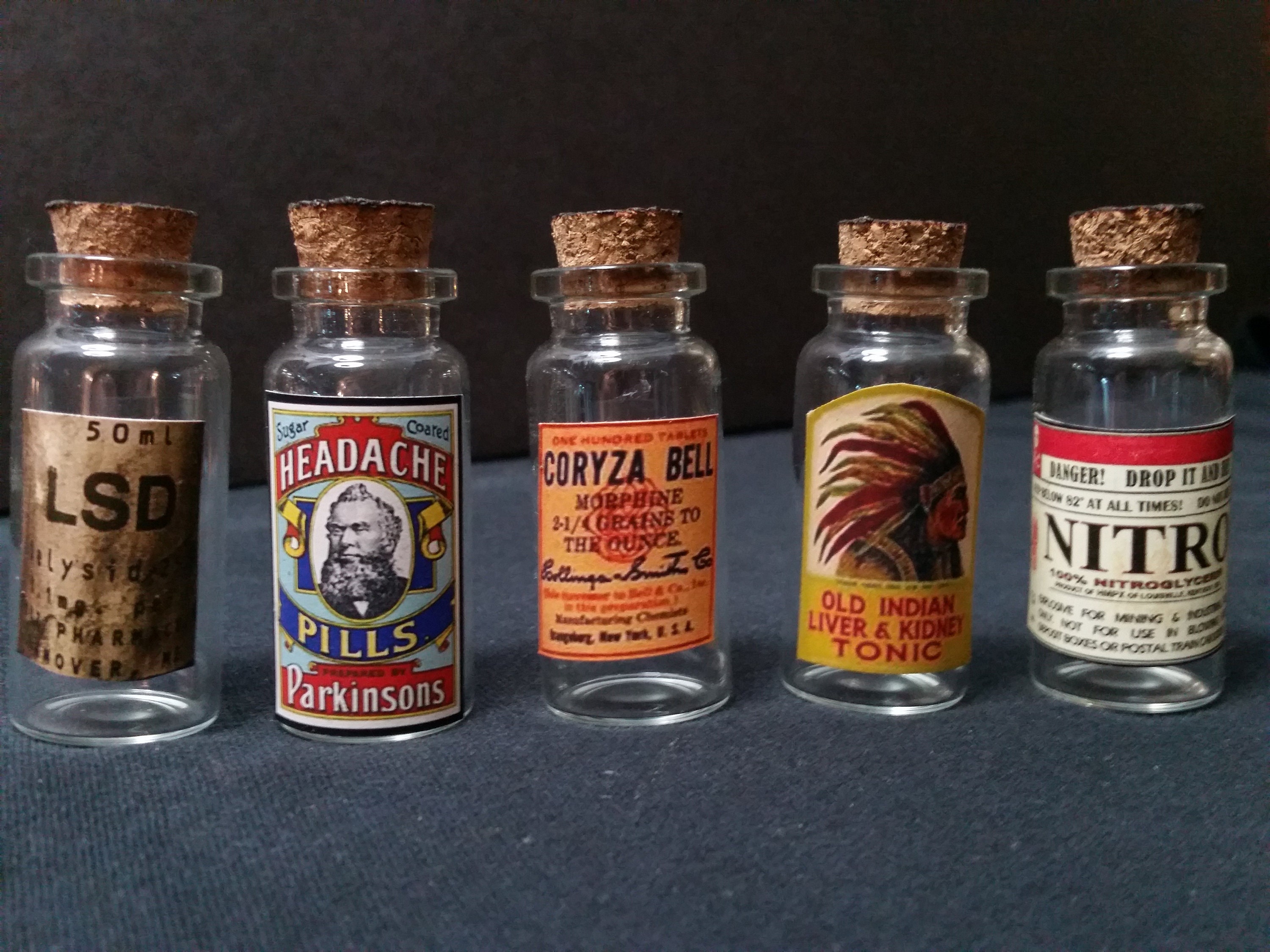 Vintage Style...5... Assorted Small Medicine Bottles by Artist Etsy