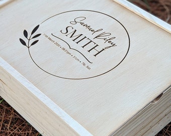 Baby Keepsake Box / Newborn Hamper Box Wood Timber Handmade Personalised Laser Engraving Custom