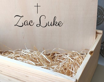 Christening Keepsake Box - Personalised Gift Box - Wooden Hamper - Newborn Celebration Present