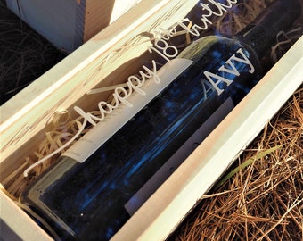 Wine Gift Box / Personalised Timber Box / Christmas, Birthday Present Wood Timber Handmade Personalised Laser Engraving Wood Wool Included