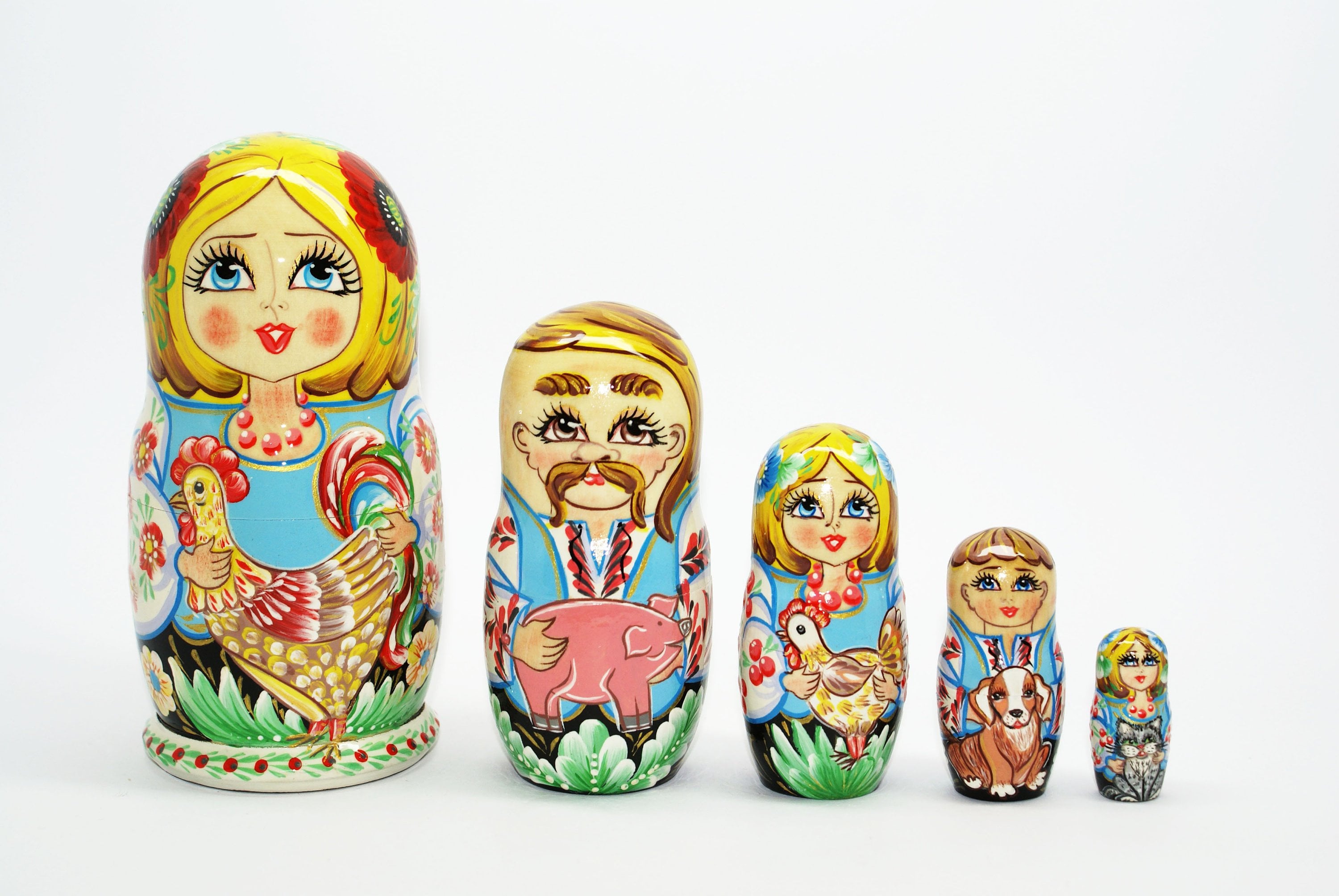 Nesting Doll Ukrainian Girl With Sunflower 5 pcs Ukraine Etsy
