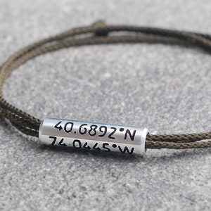 Coordinate Bracelet. Mens Bracelet. GPS Bracelet anklet, Personalized Couples Bracelet. Anniversary gift for boyfriend. Boyfriend Gift