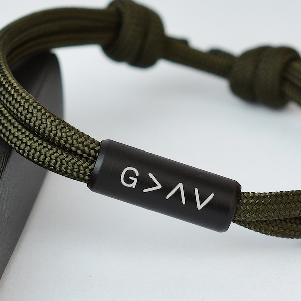 Dieu est plus grand que les hauts et les bas Bracelet inspirant, cadeau de confirmation de bijoux religieux, chrétien, homme, cadeau d'encouragement