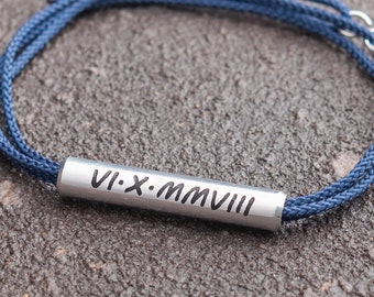 Customized Roman numerals bracelet, personalized Roman numerals bracelet, engraved Roman numeral date bracelet, anniversary gift bracelet