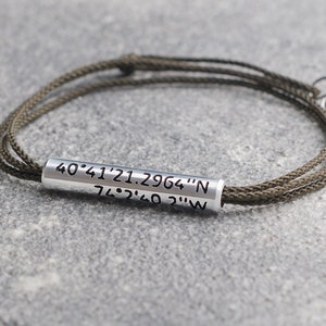 Custom Coordinates Bracelet. Latitude Longitude Bracelet. GPS Bracelet anklet. Anniversary gift for boyfriend. Boyfriend Gift