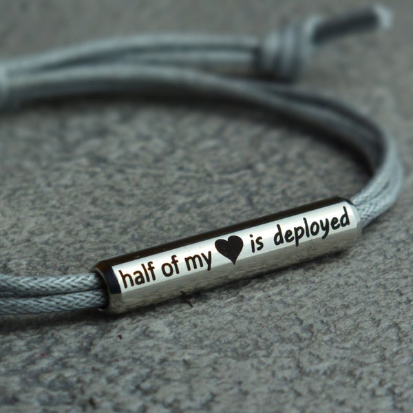 Half Of My Heart Is Deployed, deployment bracelet, military wife, military girlfriend, deployment, military jewelry, Tumblr, Gift for Her