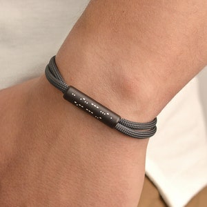 Aangepaste morsecode armband, gepersonaliseerde herenarmband met verborgen boodschap, verjaardag verjaardagscadeau, herdenkingscadeau voor verlies vader echtgenoot
