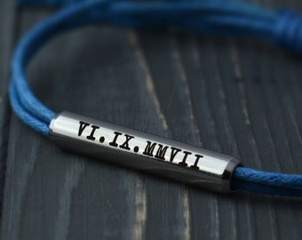 Customized Roman numerals bracelet, personalized Roman numerals bracelet, engraved Roman numeral date bracelet, anniversary gift bracelet