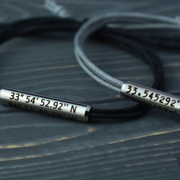 Couples Coordinates Men Bracelet. Latitude Longitude Bracelet. Custom GPS Bracelet Couples. Anniversary gift for boyfriend. Boyfriend Gift