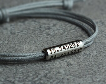 Boyfriend Coordinates bracelet, Couples coordinate bracelet, long distance coordinates bracelets, Men personalized Bracelet, Couples Gift