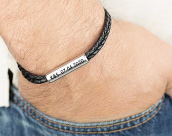 Men's Personalized Bracelet. Men's Custom Bracelet. Men's Engraved Bracelet. Personalized long distance Bracelet. Boyfriend Gift, Husband