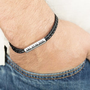 Men&#39;s Personalized Bracelet. Men&#39;s Custom Bracelet. Men&#39;s Engraved Bracelet. Personalized long distance Bracelet. Boyfriend Gift, Husband