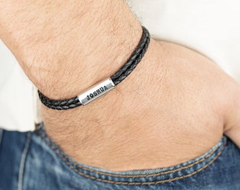 Men's Personalized Bracelet. Men's Custom Bracelet. Men's Engraved Bracelet. Personalized Leather Name Bracelet. Boyfriend Gift, Husband Dad