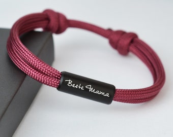 Custom womens bracelet. Paracord engraved bracelet. Anniversary gift for her, mom, grandmother, goddaughter, godmother, sister