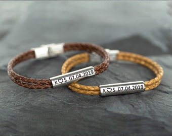 Bracelet personnalisé pour relation longue distance Bracelet pour couple, cadeau d'anniversaire de 10 ans, cadeau de Noël pour petit ami et petite amie