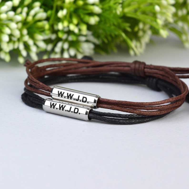 Valentine's Day gift. Couples Magnetic bracelets, Name date roman numeral boyfriend girlfriend bracelet. His and Her Matching bracelets image 1