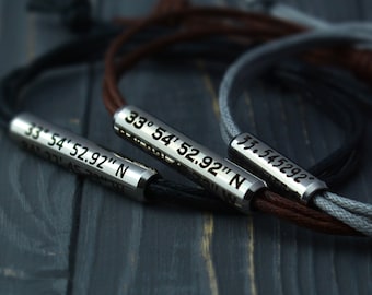 Boyfriend Coordinates bracelet, Couples coordinate bracelet, long distance coordinates bracelets, Men personalized Bracelet, Couples Gift
