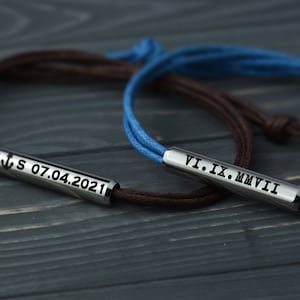 Engraved Couples bracelet, Matching couple bracelets, Anniversary date bracelets, Roman numeral bracelet for couples, his and her bracelet