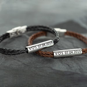Pulseras de pareja grabadas, pulseras de pareja a juego, pulseras con fecha de aniversario, pulsera con números romanos para parejas, pulsera para él y para ella